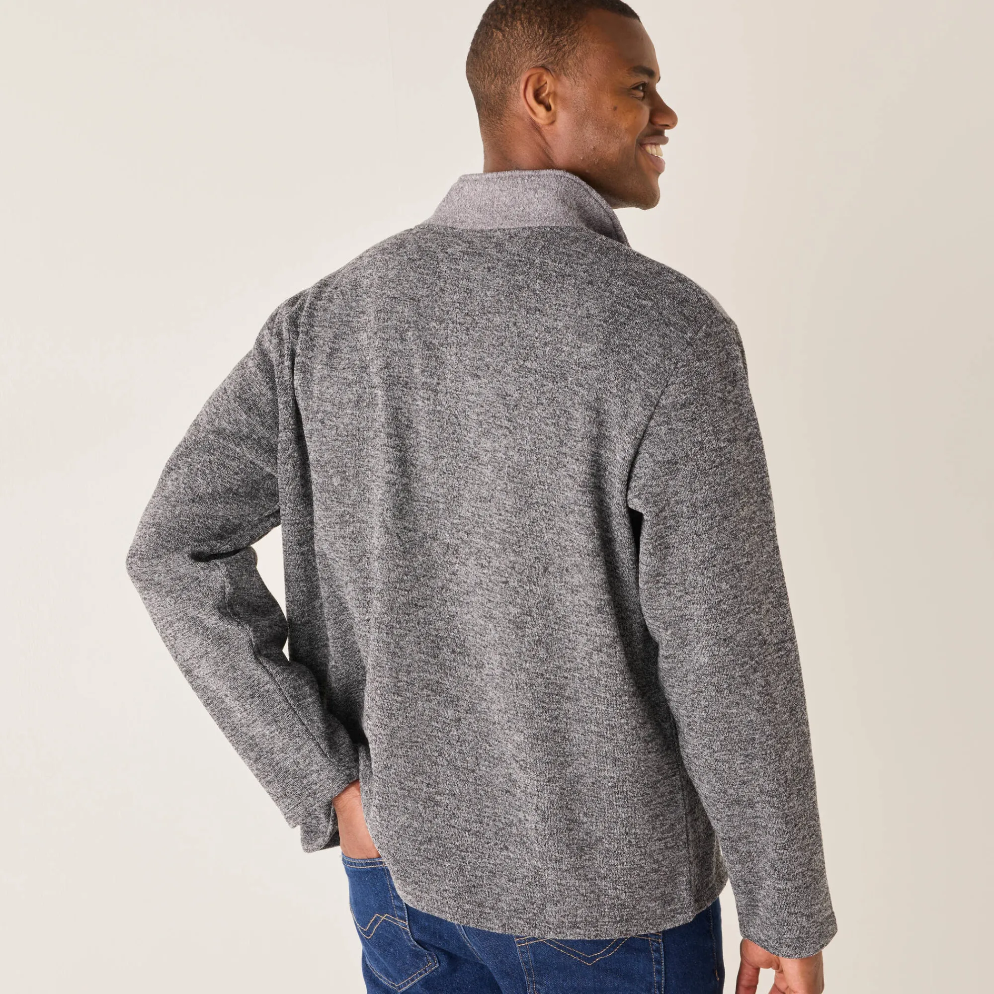 Sweater|Trui En Vest<Blancheporte Sweater met truckerskraag en rits, in tricot met moltonvoering chiné grijs