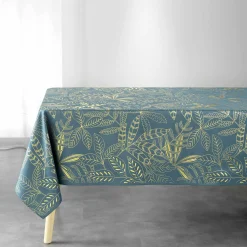 Feesttafel|Tafellaken En Tafelloper<Blancheporte Tafellaken, gouden bladeren smaragd / goudkleurig