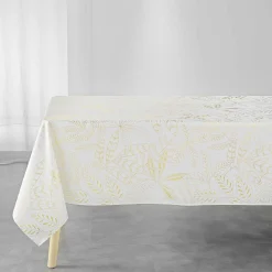 Feesttafel|Tafellaken En Tafelloper<Blancheporte Tafellaken, gouden bladeren wit / goudkleurig