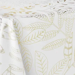 Feesttafel|Tafellaken En Tafelloper<Blancheporte Tafellaken, gouden bladeren wit / goudkleurig