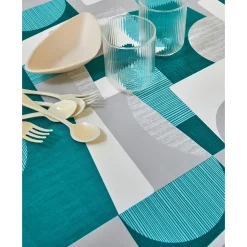 Tafelkleed<Blancheporte Tafellaken in toile cirée met duo patchwork print grijs / blauw