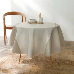Tafelkleed<Blancheporte Tafellaken in toile cirée met faux-uni print ecru