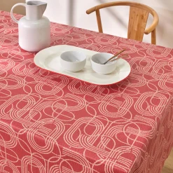 Tafelkleed<Blancheporte Tafellaken in toile cirée, grafische print rood