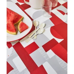 Tafelkleed<Blancheporte Tafellaken in toile cirée met duo patchwork print grijs / rood