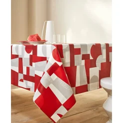 Tafelkleed<Blancheporte Tafellaken in toile cirée met duo patchwork print grijs / rood