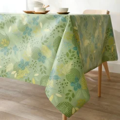Tafelkleed<Blancheporte Tafellaken in toile cirée met bladerenprint groen