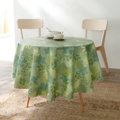 Tafelkleed<Blancheporte Tafellaken in toile cirée met bladerenprint groen