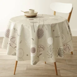Tafelkleed<Blancheporte Tafellaken in toile cirée met paardenbloemmotief taupe