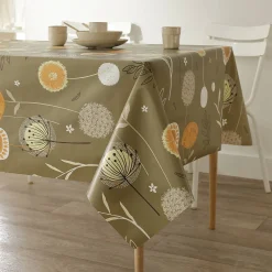 Tafelkleed<Blancheporte Tafellaken in toile cirée met paardenbloemmotief groen