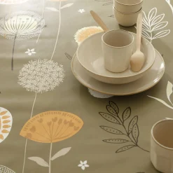 Tafelkleed<Blancheporte Tafellaken in toile cirée met paardenbloemmotief groen