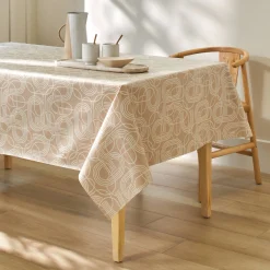 Tafelkleed<Blancheporte Tafellaken in toile cirée, grafische print ecru