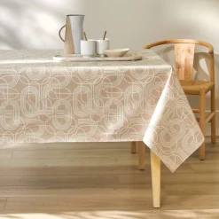 Tafelkleed<Blancheporte Tafellaken in toile cirée, grafische print ecru