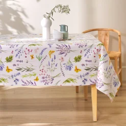 Tafelkleed<Blancheporte Tafellaken in toile cirée, landelijke print wit / groen