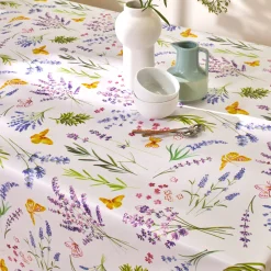 Tafelkleed<Blancheporte Tafellaken in toile cirée, landelijke print wit / groen
