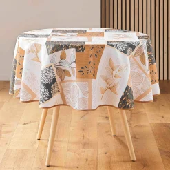 Tafellaken En Tafelloper<Blancheporte Tafellaken met bladerenprint in patchwork, vlot onderhoud naturel