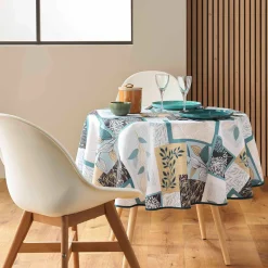 Tafellaken En Tafelloper<Blancheporte Tafellaken met bladerenprint in patchwork, vlot onderhoud saliegroen