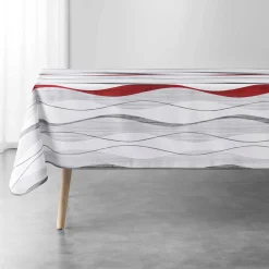 Tafellaken En Tafelloper<Blancheporte Tafellaken met golvenprint, vlot onderhoud wit / rood
