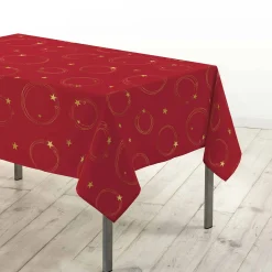 Feesttafel|Tafellaken En Tafelloper<Blancheporte Tafellaken met gouden sterren rood / goudkleurig