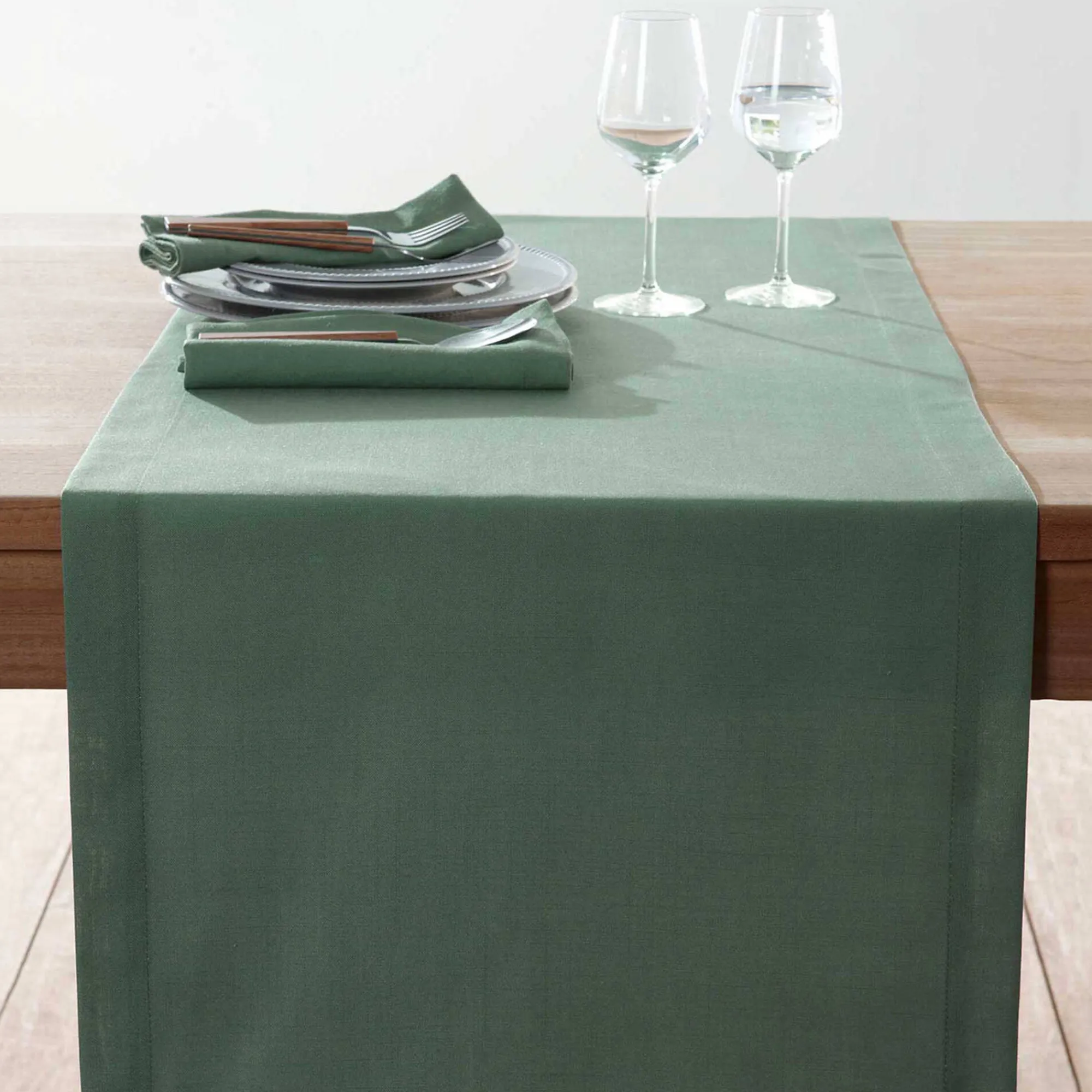 Tafellaken En Tafelloper<Blancheporte Tafellaken met linnenaspect kaki