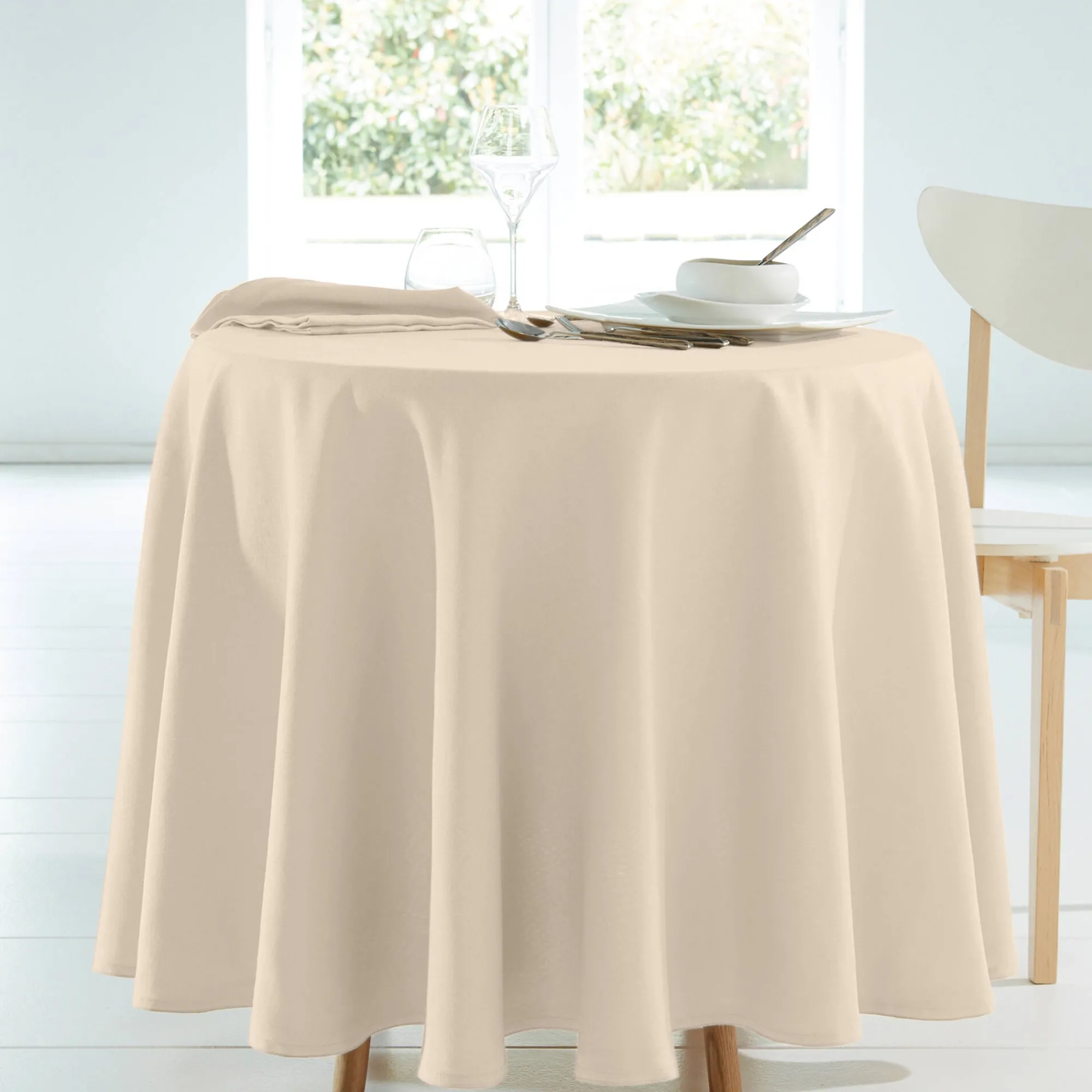 Tafellaken En Tafelloper<Blancheporte Tafellaken met linnenaspect naturel