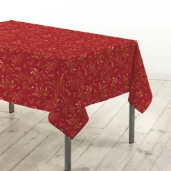 Feesttafel|Tafellaken En Tafelloper<Blancheporte Tafellaken met metallic natuurlijk motief rood / goudkleurig