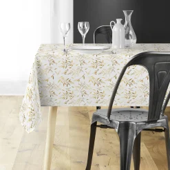 Feesttafel|Tafellaken En Tafelloper<Blancheporte Tafellaken met metallic natuurlijk motief wit / goudkleurig