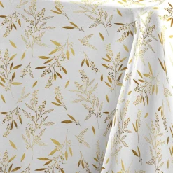 Feesttafel|Tafellaken En Tafelloper<Blancheporte Tafellaken met metallic natuurlijk motief wit / goudkleurig