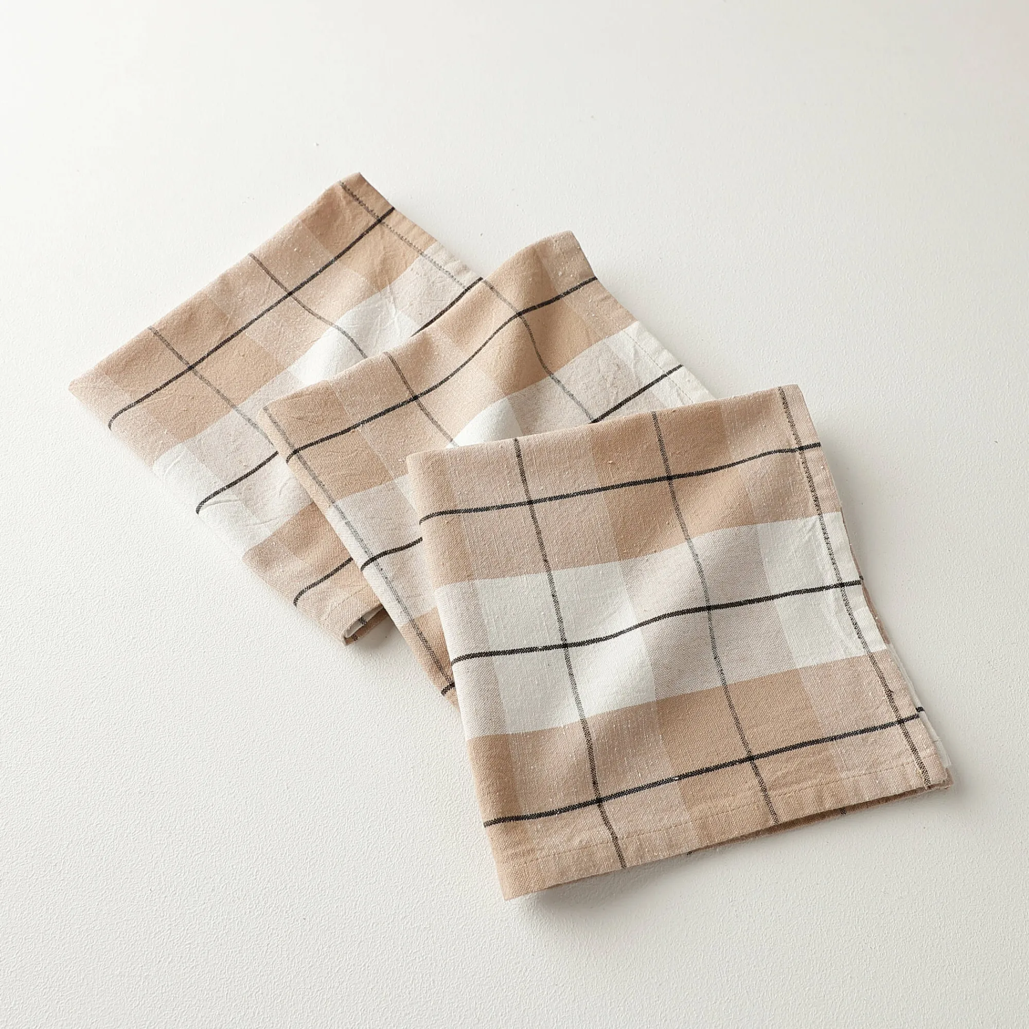 Servet<Blancheporte Tafelservet met ingeweven ruitjes - set van 3 beige