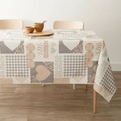 Tafelkleed<Blancheporte Tafelzeil met chaletmotief beige / blauw