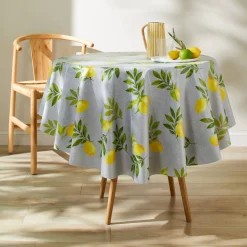 Tafelkleed<Blancheporte Tafelzeil met citroenenprint grijs / geel
