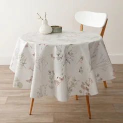 Tafelkleed<Blancheporte Tafelzeil met natuurlijke en vlinderprint beige / groen