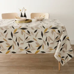 Tafelkleed<Blancheporte Tafelzeil met natuurlijke print beige / zwart