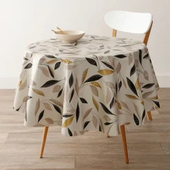 Tafelkleed<Blancheporte Tafelzeil met natuurlijke print beige / zwart