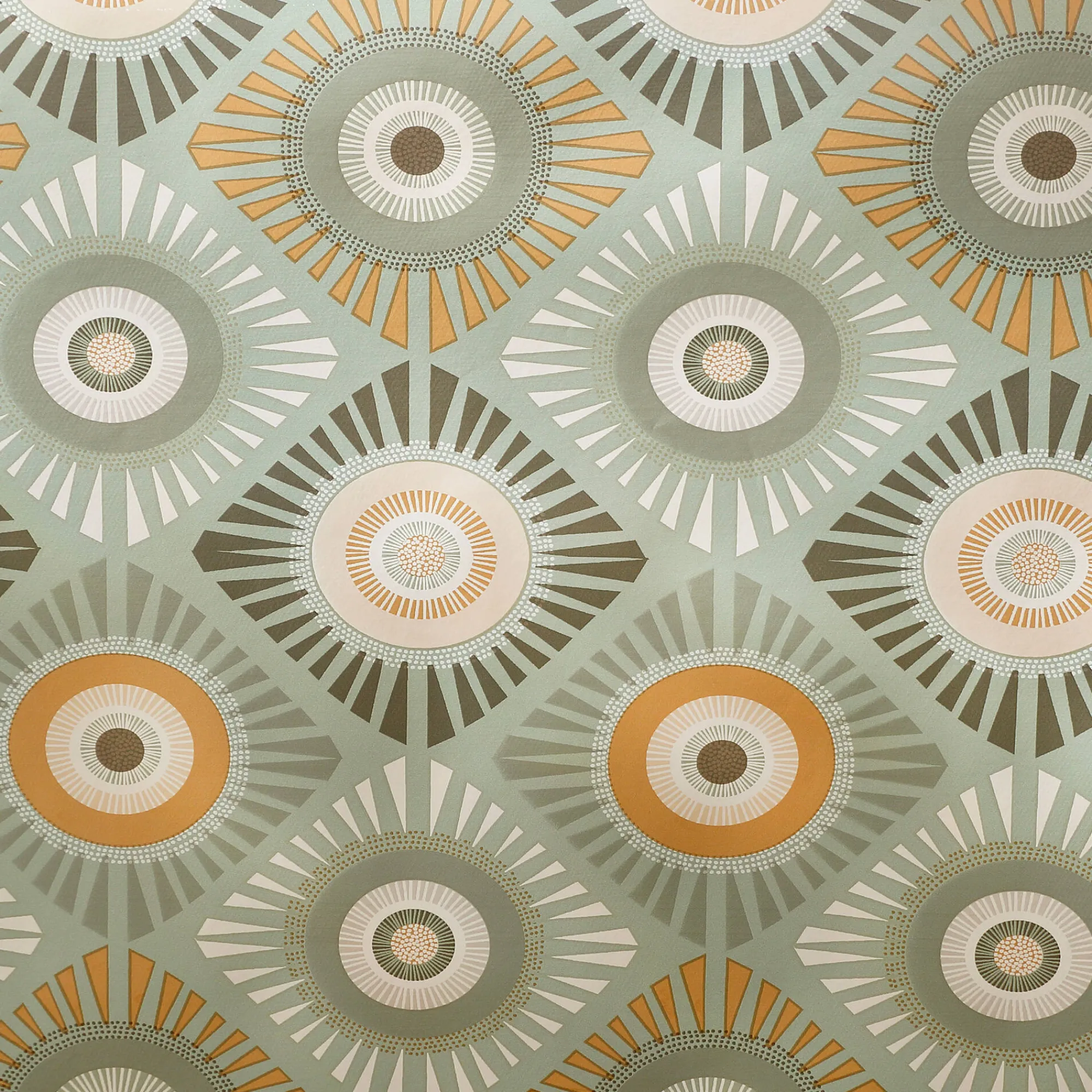 Tafelkleed<Blancheporte Tafelzeil met waxprint groen / grijs