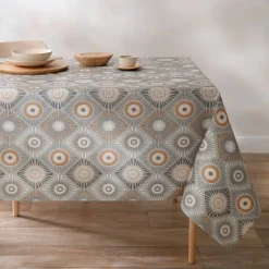 Tafelkleed<Blancheporte Tafelzeil met waxprint grijs / oranje