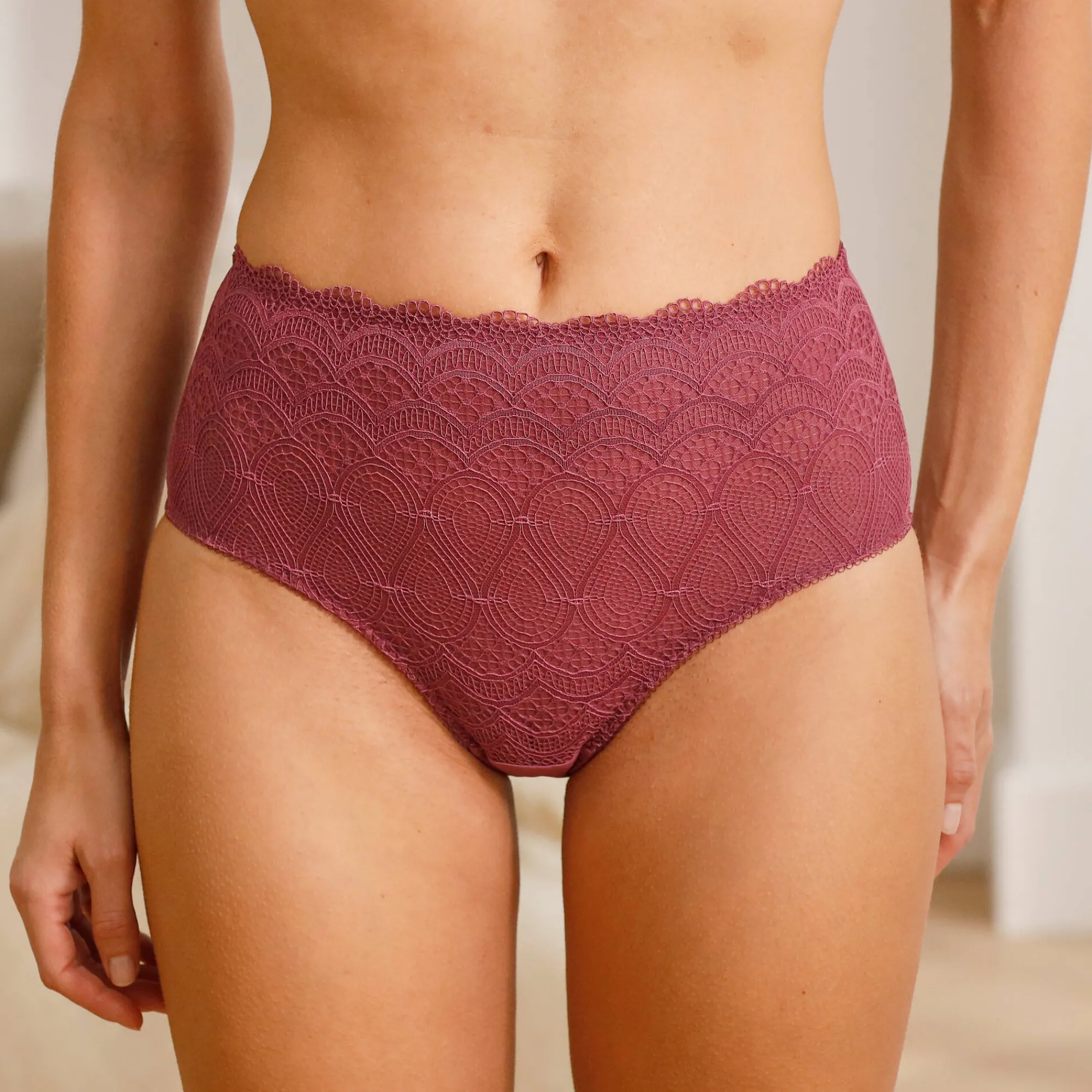 Slip En Shorty<Confidence Lingerie Tailleslip in kant en microvezel Orellana - set van 2 pruim
