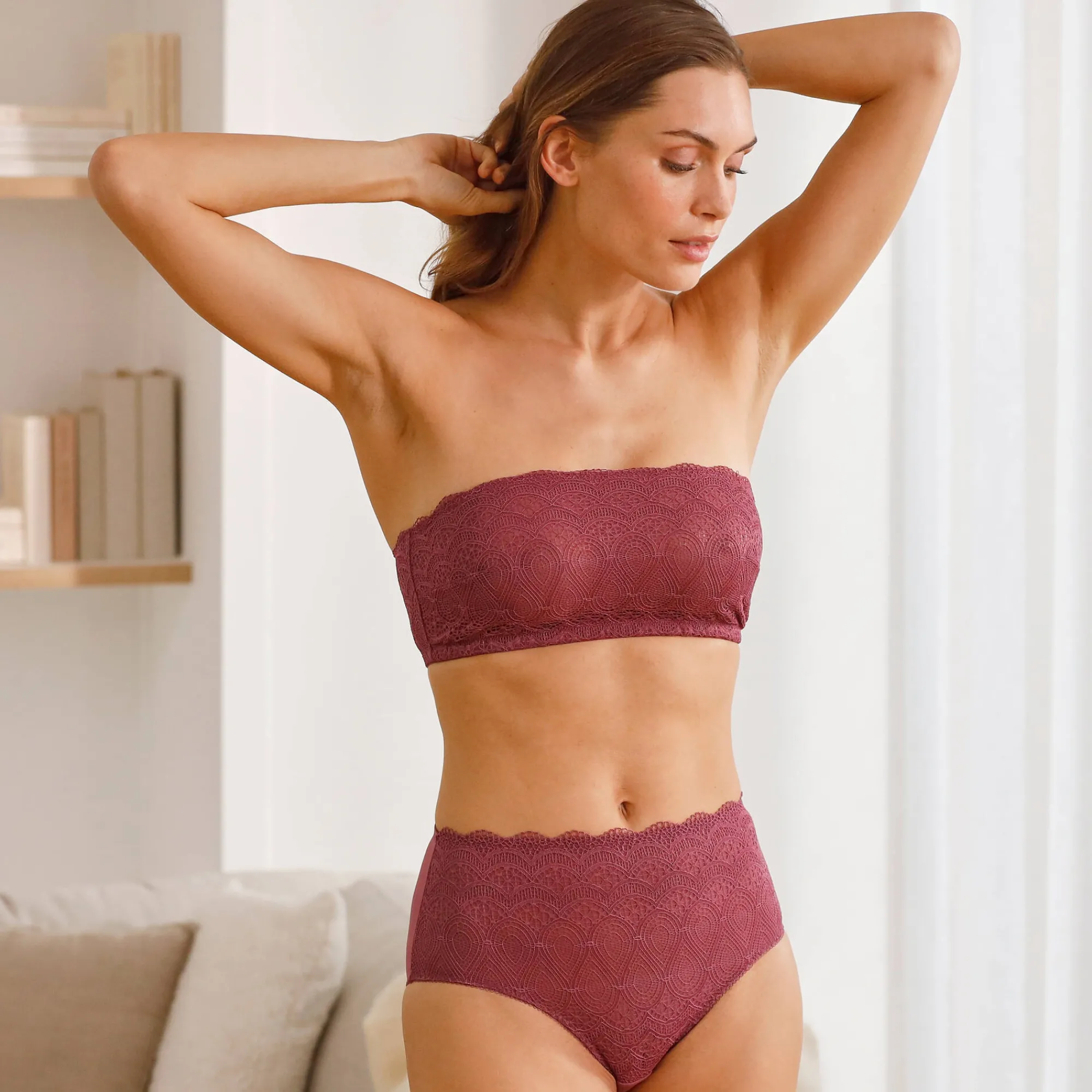 Slip En Shorty<Confidence Lingerie Tailleslip in kant en microvezel Orellana - set van 2 pruim