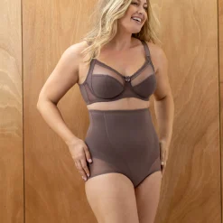 Slip En Shorty<Blancheporte Tailleslip in tricot en corrigerende tule koffie