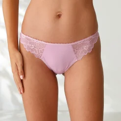 Slip En Shorty<Blancheporte Tangaslip in microvezel en rekbare kant - set van 2 violine