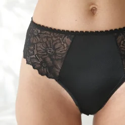 Slip En Shorty<Blancheporte Tangaslip met hoge taille in microvezel en rekbare kant - set van 2 zwart + ivoorkleur