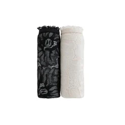 Slip En Shorty<Blancheporte Tangaslip met hoge taille in microvezel en rekbare kant - set van 2 zwart + ivoorkleur