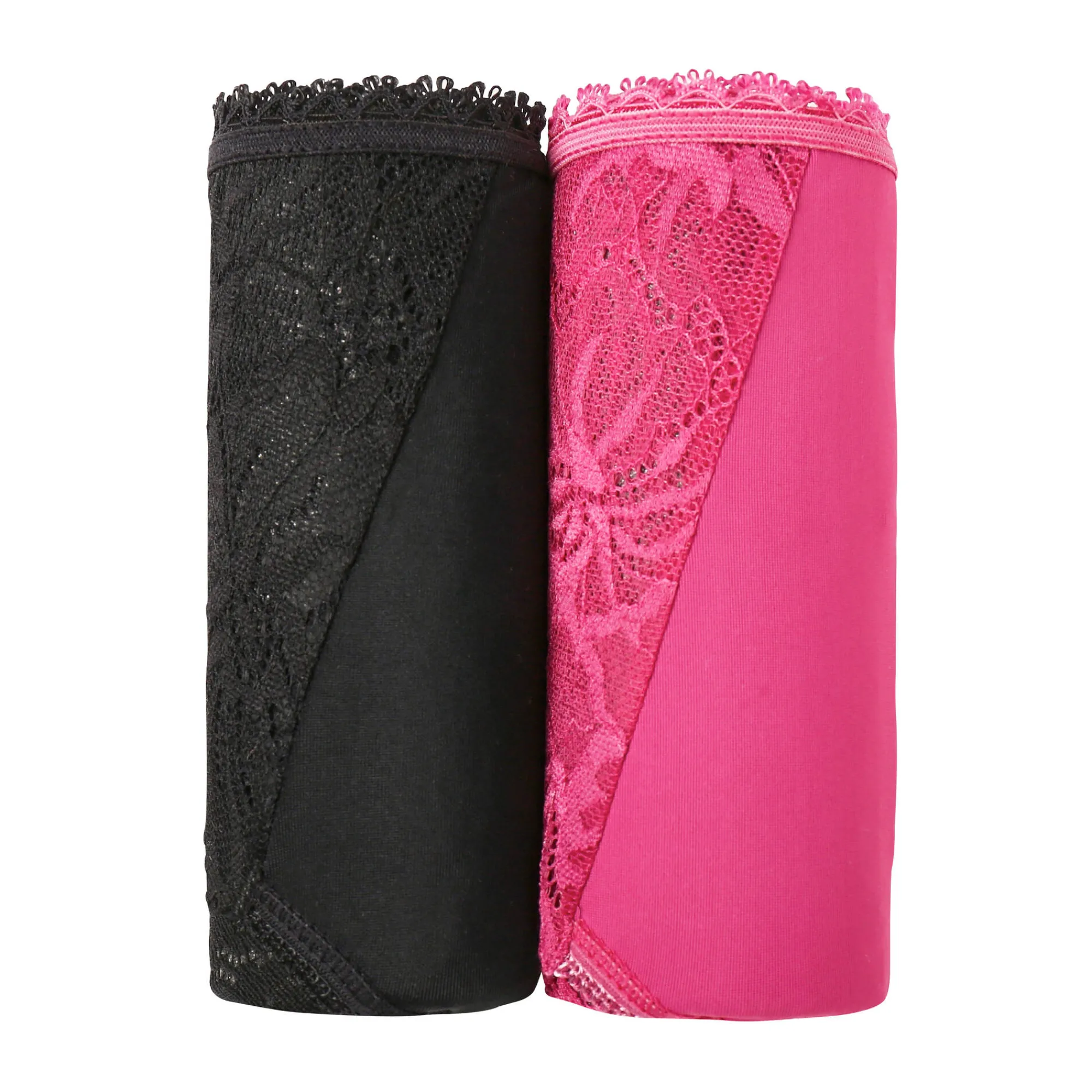 Slip En Shorty<Blancheporte Tangaslip met hoge taille in microvezel en rekbare kant - set van 2 zwart + violine