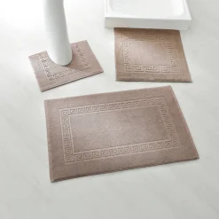 Badmatje<Blancheporte Tapijt met Griekse sierrand, standaard kwaliteit taupe