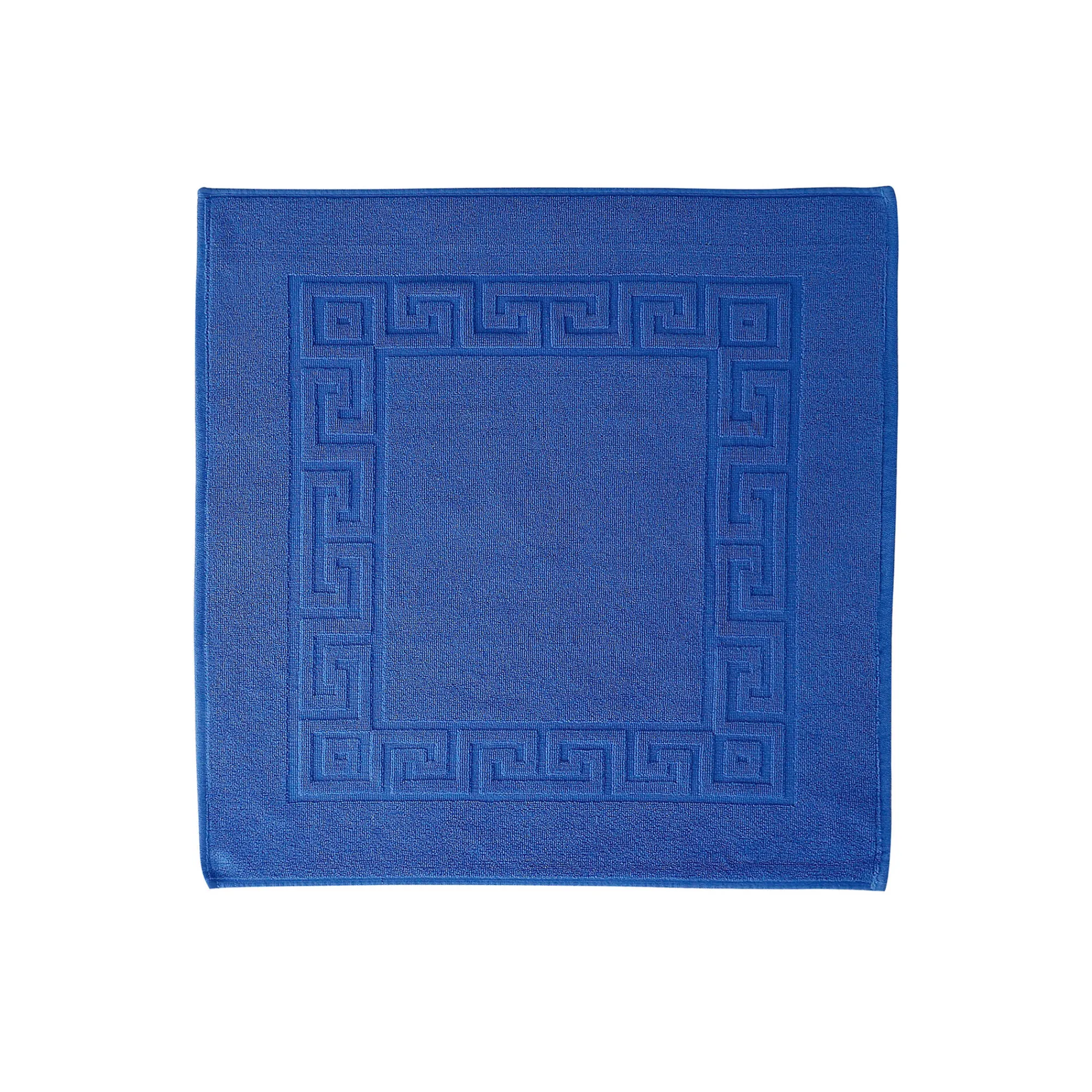 Badmatje<Blancheporte Tapijt met Griekse sierrand, standaard kwaliteit felblauw