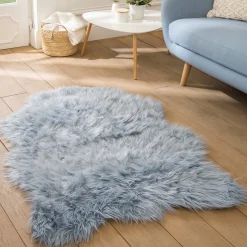 Tapijt<Blancheporte Tapijt met polen in dierenhuidvorm gletsjerblauw
