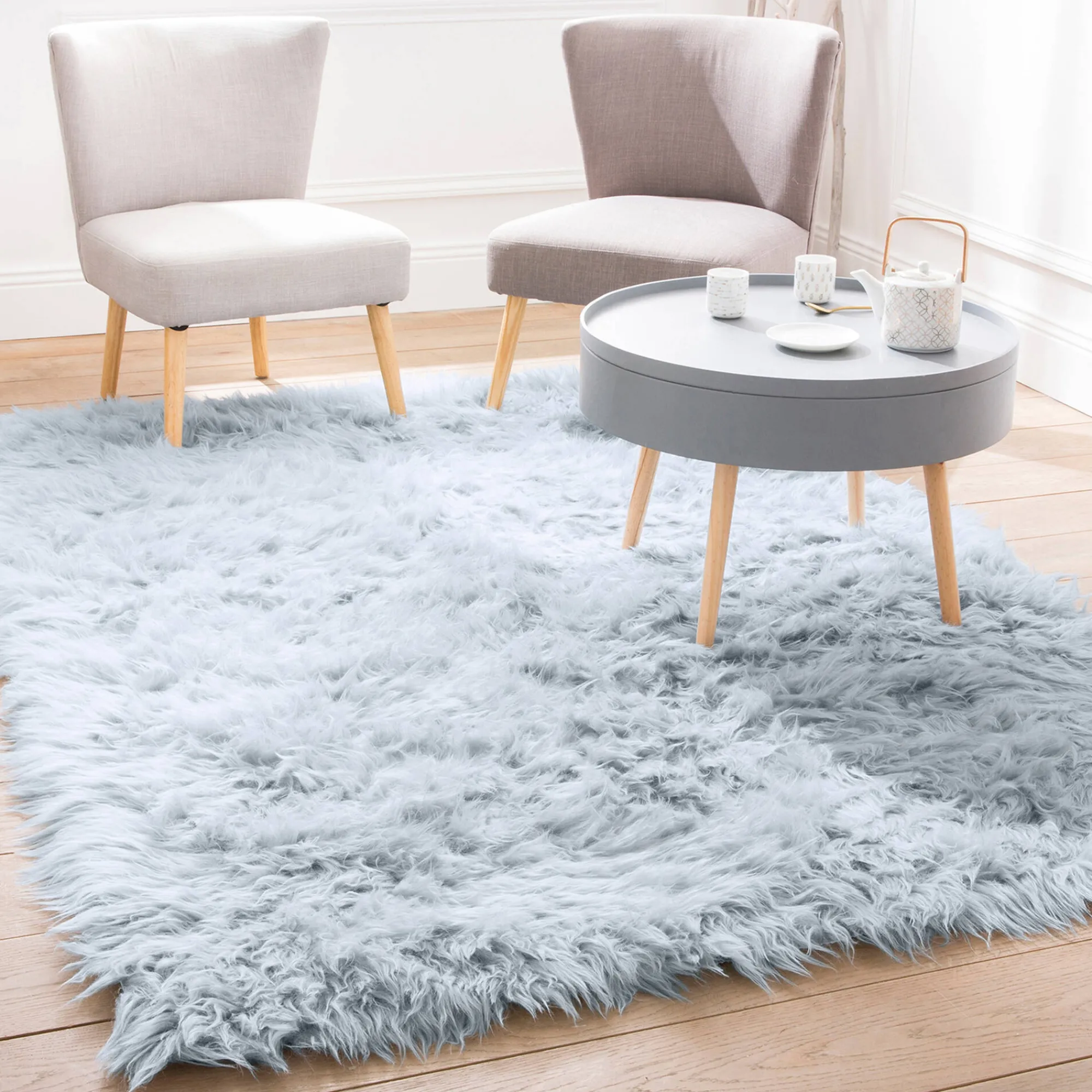 Tapijt<Blancheporte Tapijtje met lange polen gletsjerblauw