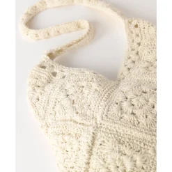 Accessoires En Juwelen<Blancheporte Tas in natuurlijk gehaakte stof, met schouderriem naturel