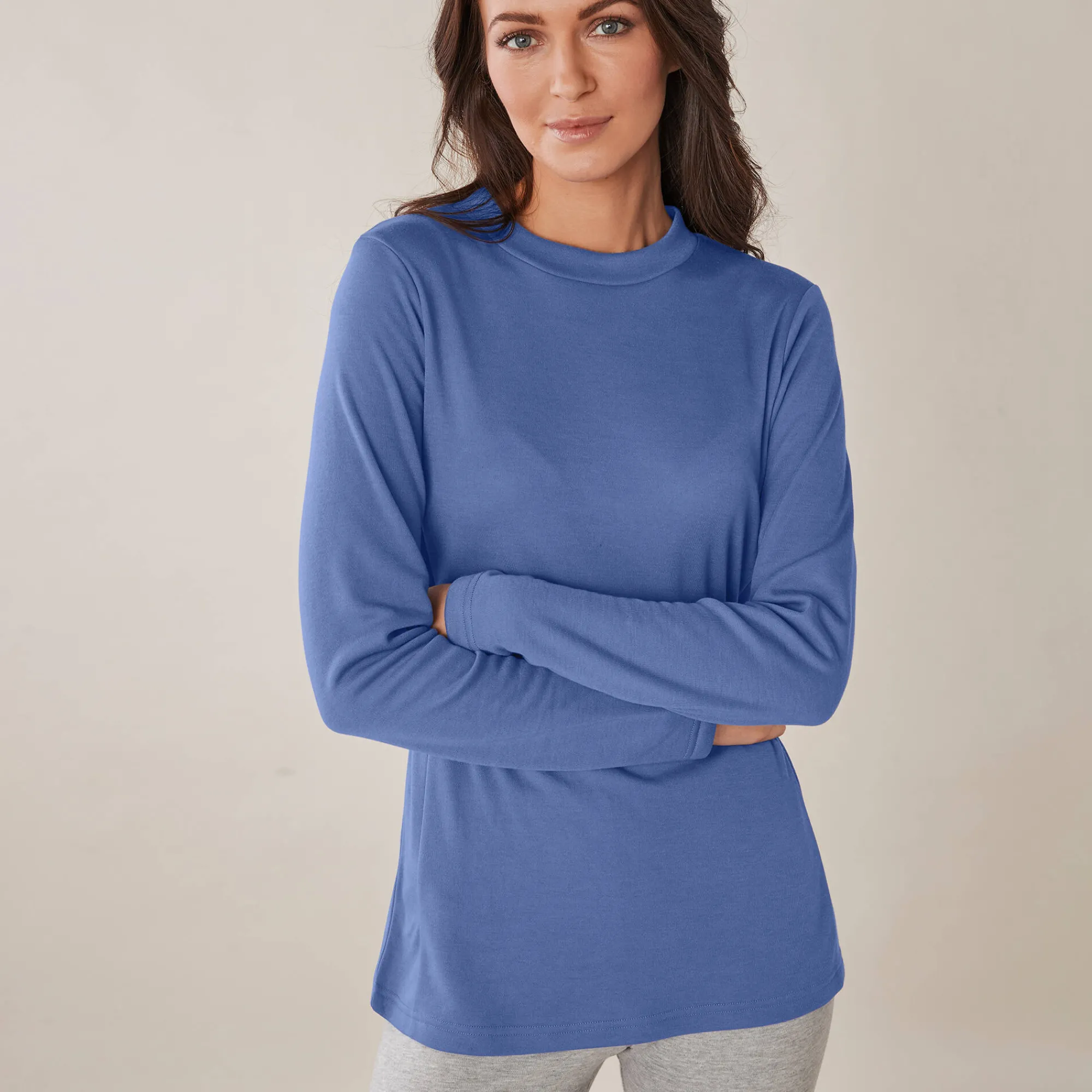 Thermisch Ondergoed<Blancheporte Thermisch T-shirt met opstaand kraagje - lange mouwen jeansblauw