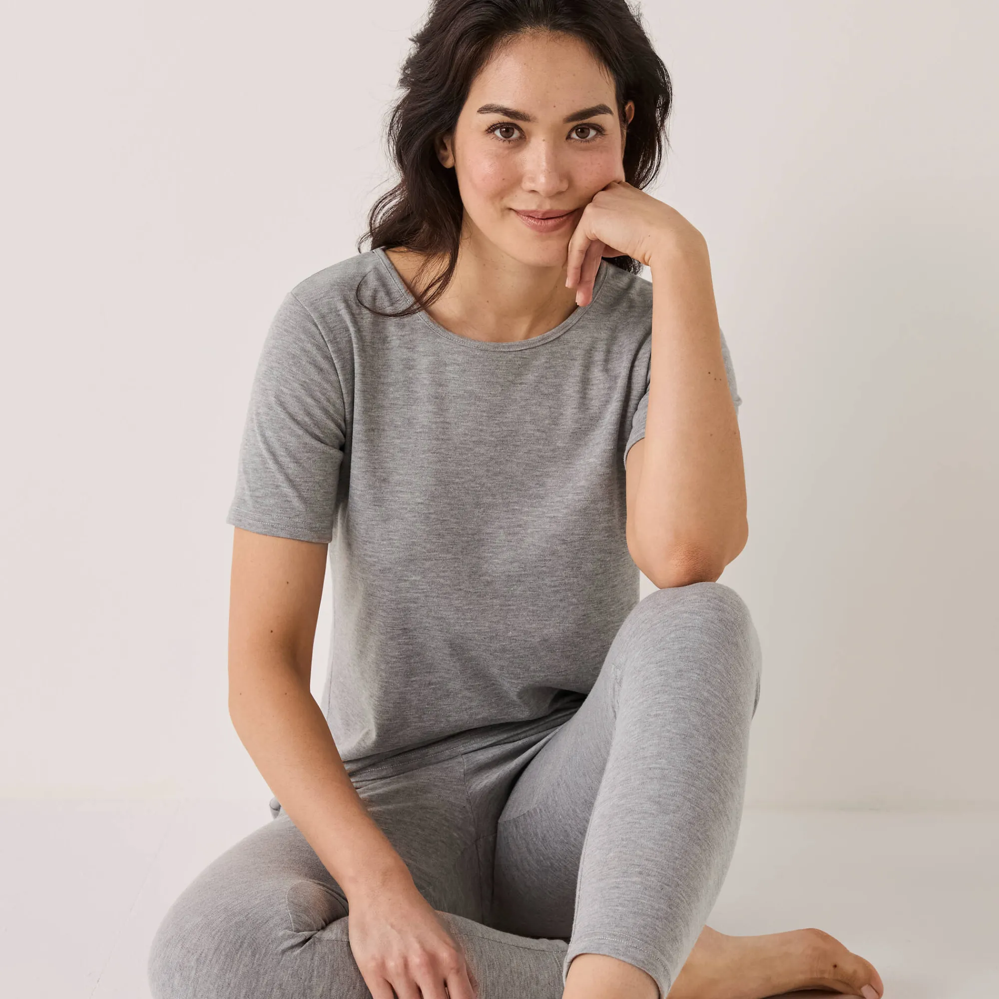 Thermisch Ondergoed<Blancheporte Thermisch T-shirt met ronde hals - korte mouwen chiné grijs