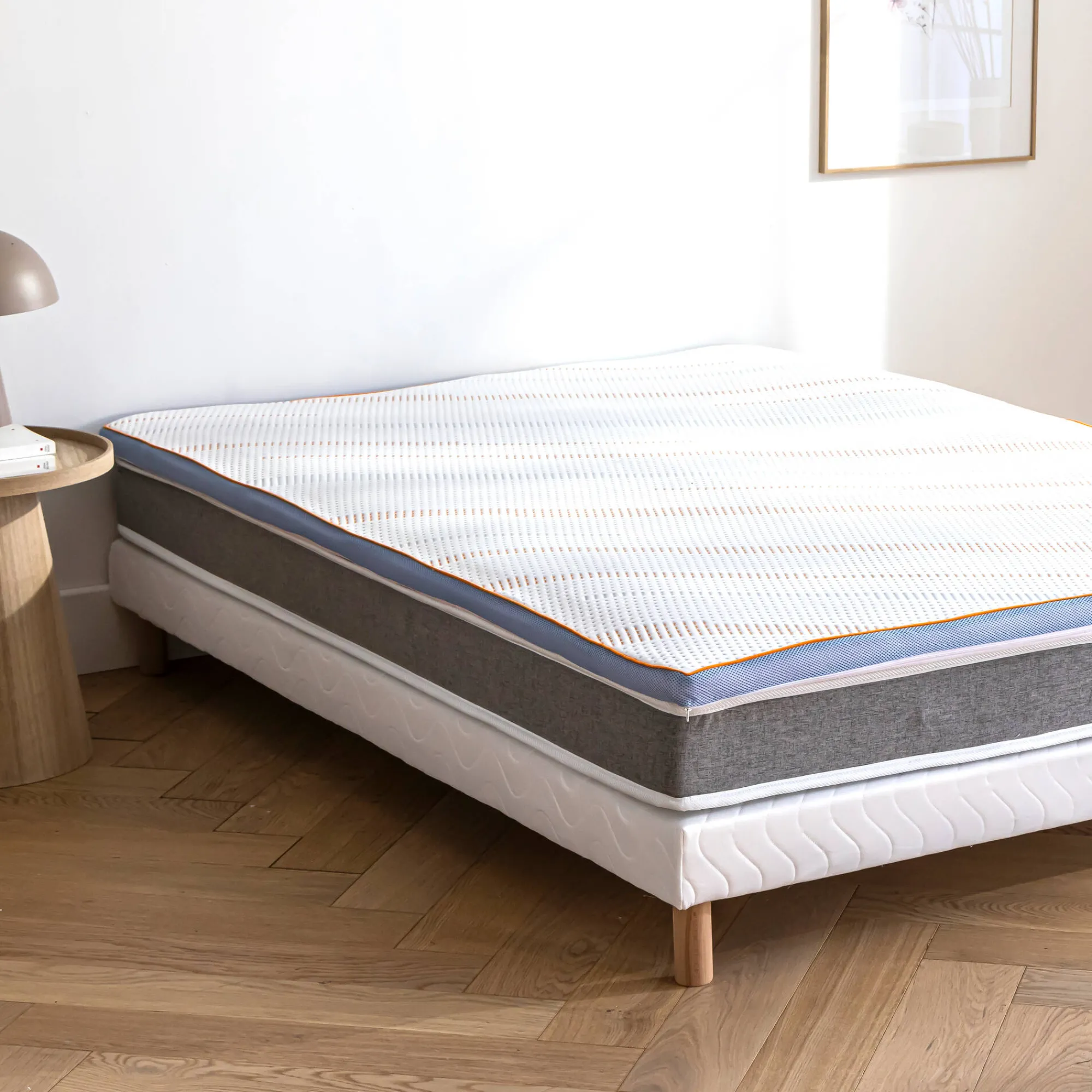 Topdekmatras<Dodo Topdekmatras in schuim van hoge kwaliteit, latexeffect wit